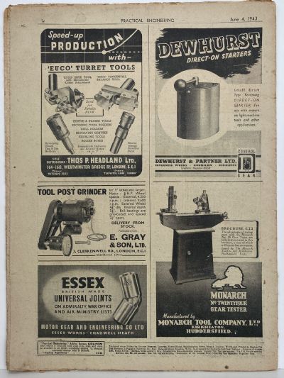 VINTAGE MAGAZINE: Practical Engineering - Vol. 7, No. 176 - 4 June 1943