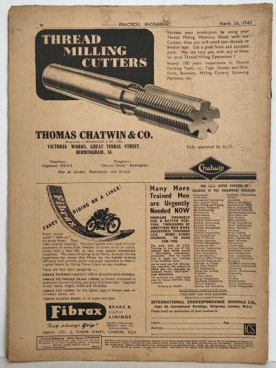 VINTAGE MAGAZINE: Practical Engineering - Vol. 7, No. 166 - 26 March 1943