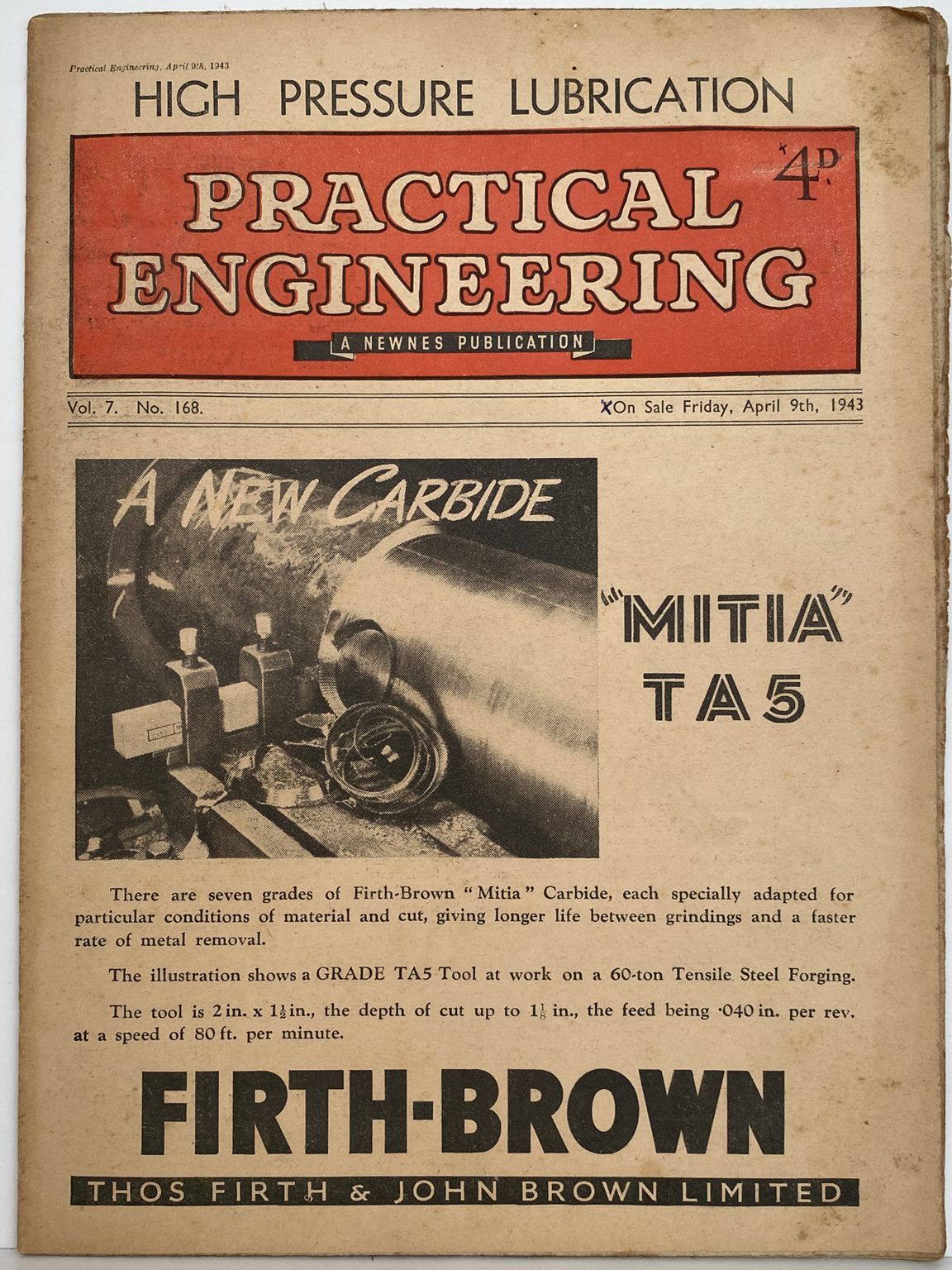 VINTAGE MAGAZINE: Practical Engineering - Vol. 7, No. 168 - 9 April 1943