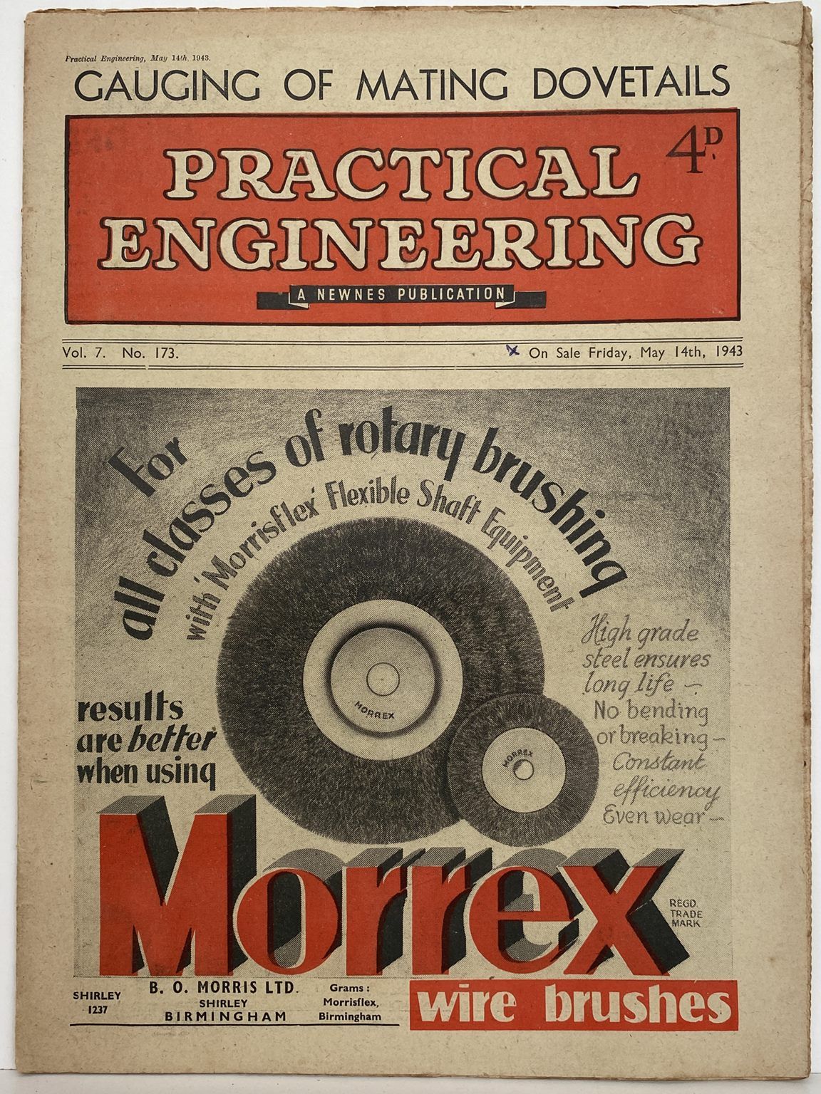 VINTAGE MAGAZINE: Practical Engineering - Vol. 7, No. 173 - 14 May 1943