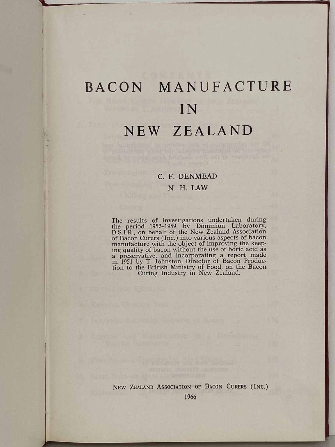 BACON MANUFACTURE IN NEW ZEALAND