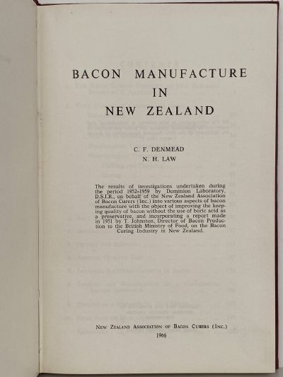 BACON MANUFACTURE IN NEW ZEALAND 