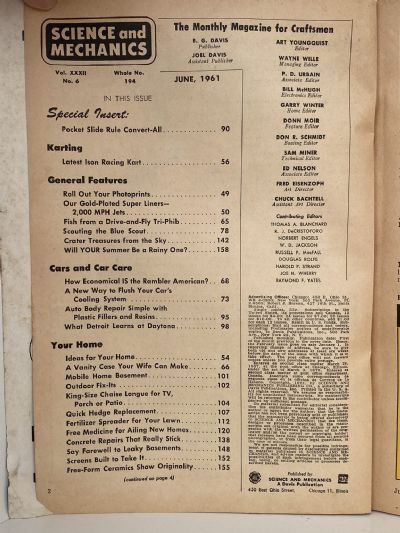 VINTAGE MAGAZINE: Science and Mechanics - Vol. 32, No. 6 - June 1961