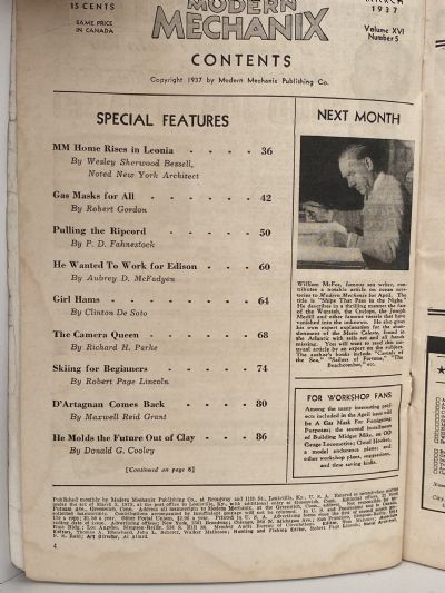 VINTAGE MAGAZINE: Modern Mechanix and Inventions - Vol 16, No. 5 - March 1937