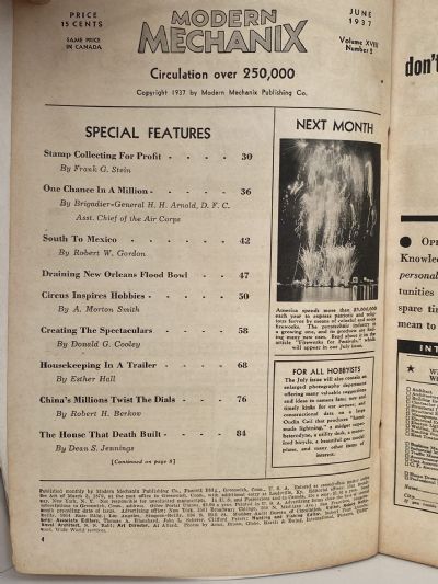 VINTAGE MAGAZINE: Modern Mechanix and Inventions - Vol 18, No. 2 - June 1937