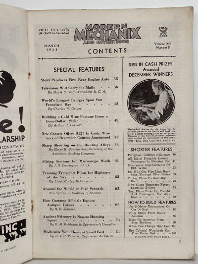 VINTAGE MAGAZINE: Modern Mechanix and Inventions - Vol 13, No. 5 - March 1935
