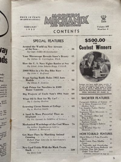 VINTAGE MAGAZINE: Modern Mechanix and Inventions - Vol 13, No. 4 - February 1935