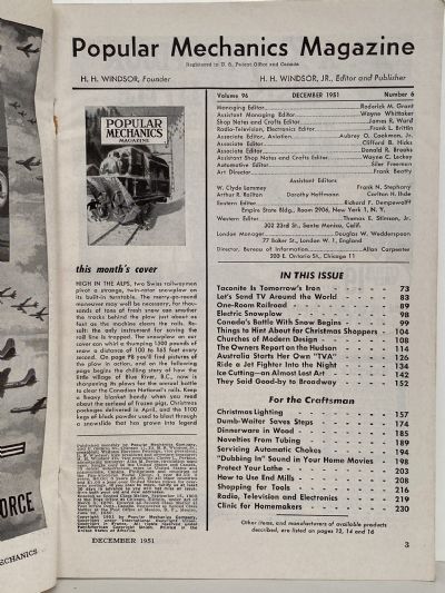 VINTAGE MAGAZINE: Popular Mechanics - Vol. 96, No. 6 - December 1951
