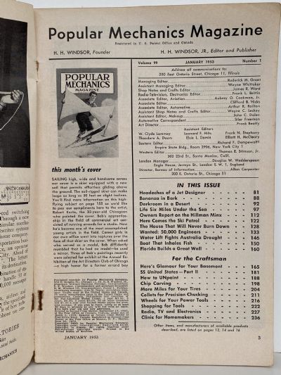 VINTAGE MAGAZINE: Popular Mechanics - Vol. 99, No. 1 - January 1953