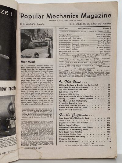 VINTAGE MAGAZINE: Popular Mechanics - Vol. 104, No. 5 - November 1955