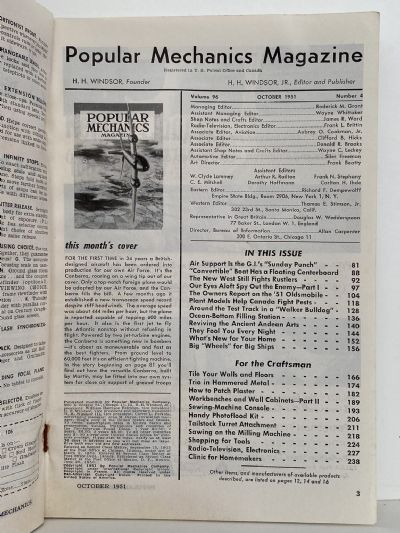 VINTAGE MAGAZINE: Popular Mechanics - Vol. 96, No. 4 - October 1951