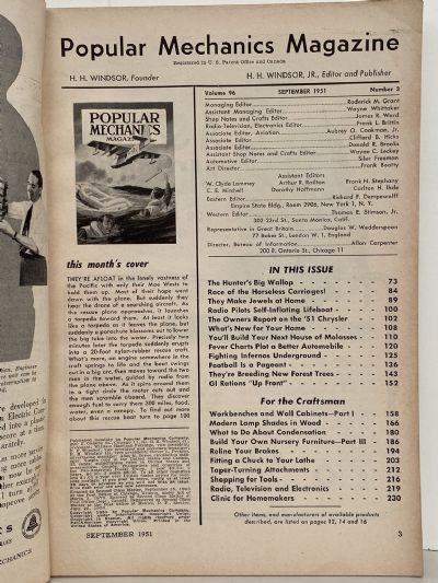 VINTAGE MAGAZINE: Popular Mechanics - Vol. 96, No. 3 - September 1951