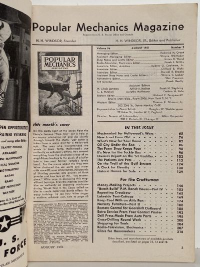 VINTAGE MAGAZINE: Popular Mechanics - Vol. 96, No. 2 - August 1951