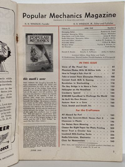 VINTAGE MAGAZINE: Popular Mechanics - Vol. 91, No. 6 - June 1949