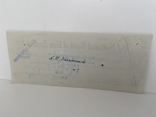 OLD BANKING MEMORABILIA: National Bank of New Zealand cheque 1941