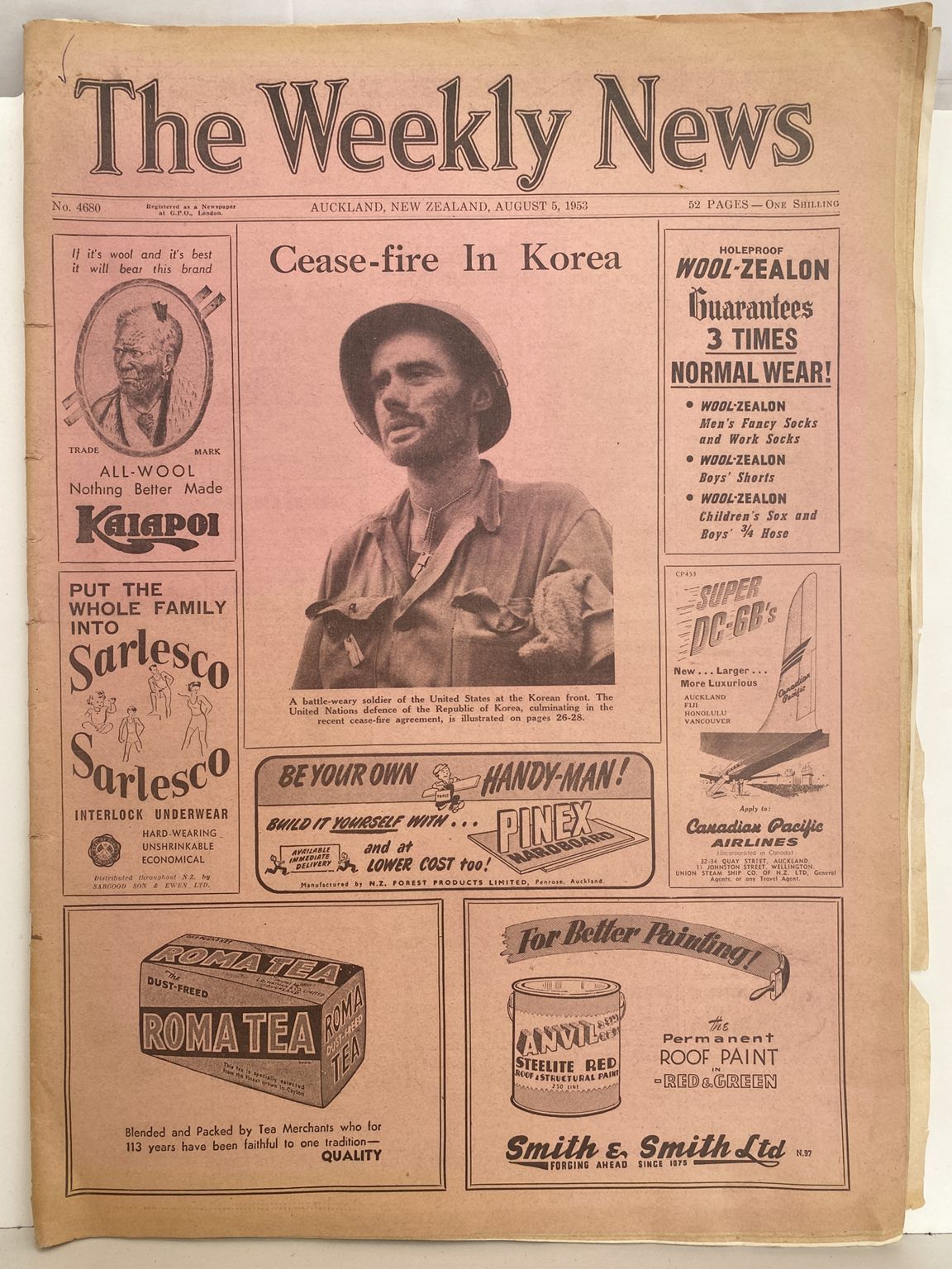 Old newspaper the weekly news 5 august 1953