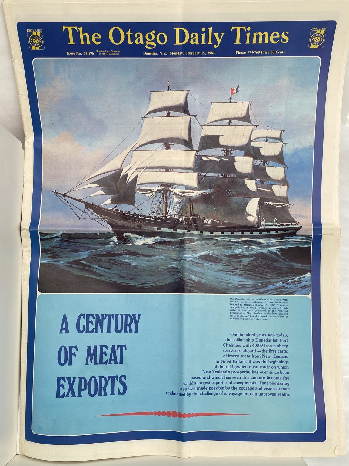 OLD NEWSPAPER: The Otago Daily Times, February 1982 - A Century of Meat Exports