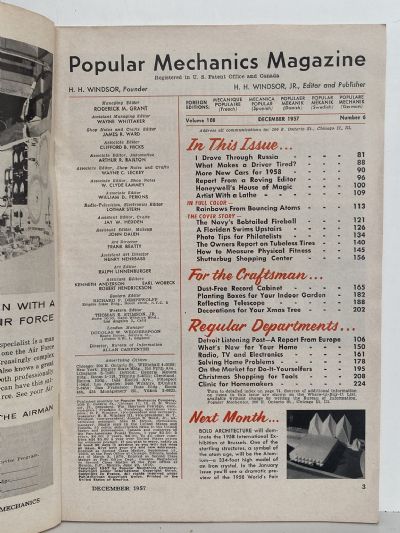 VINTAGE MAGAZINE: Popular Mechanics - Vol. 108, No. 6 - December 1957