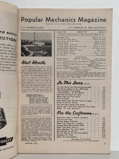 VINTAGE MAGAZINE: Popular Mechanics - Vol. 107, No. 3 - March 1957