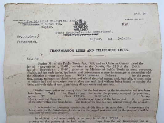 OLD LETTERHEAD: Public Works Department - Transmission and Telephone Lines 1952 