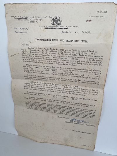 OLD LETTERHEAD: Public Works Department - Transmission and Telephone Lines 1952