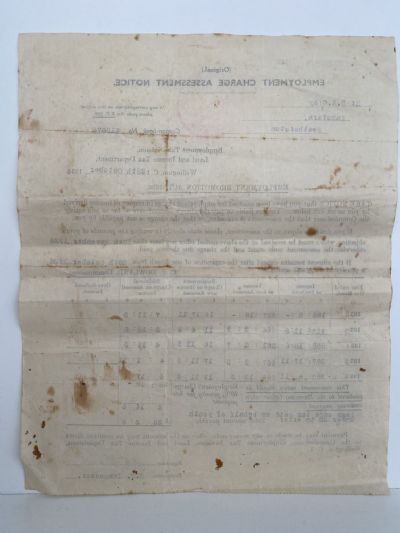OLD DOCUMENT: Employment Charge Assessment Notice 1936