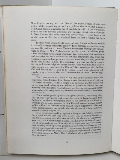 OUT IN THE COLD: Pacifists and Conscientious Objectors in NZ during WW II