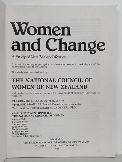 WOMEN and CHANGE: A Study of New Zealand Women