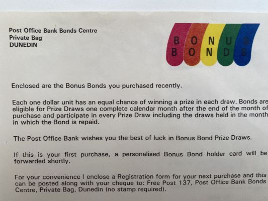 OLD DOCUMENT: Post Office Bonus Bonds