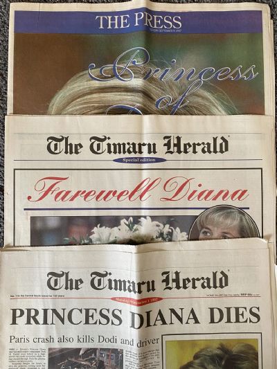 OLD NEWSPAPER: The Timaru Herald + The Press 1997 - Death of Princess Diana