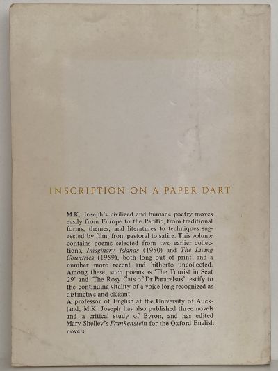 INSCRIPTION ON A PAPER DART: Selected Poems 1945 - 1972