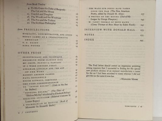 A MARIANNE MOORE READER: Poems and Essays
