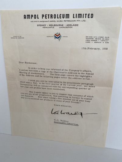 OLD LETTERHEAD: Ampol Petroleum Limited 1958