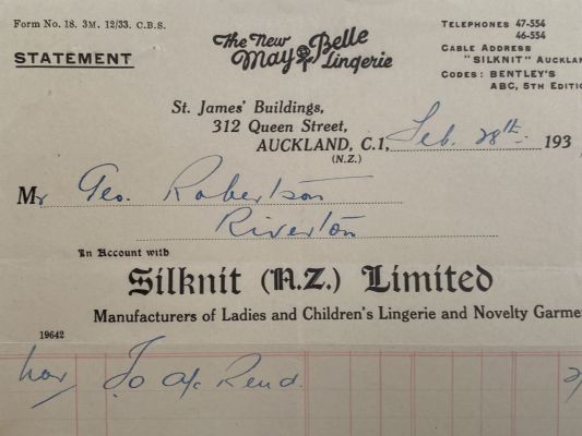 OLD INVOICE / RECEIPT: Silknit (NZ) Ltd, Auckland 1934 