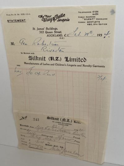 OLD INVOICE / RECEIPT: Silknit (NZ) Ltd, Auckland 1934