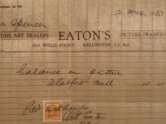 OLD INVOICE / RECEIPT: Eaton's Fine Art Dealers / Picture Framers 1957 