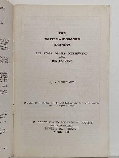 THE NAPIER - GISBORNE RAILWAY: Construction and Development