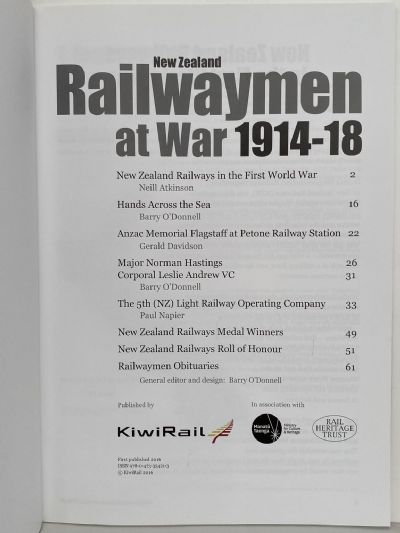 New Zealand RAILWAYMEN at War 1914-18