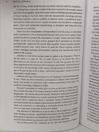 NO FEAR OF RUSTING: A biography of the Rev Thomas Chapman