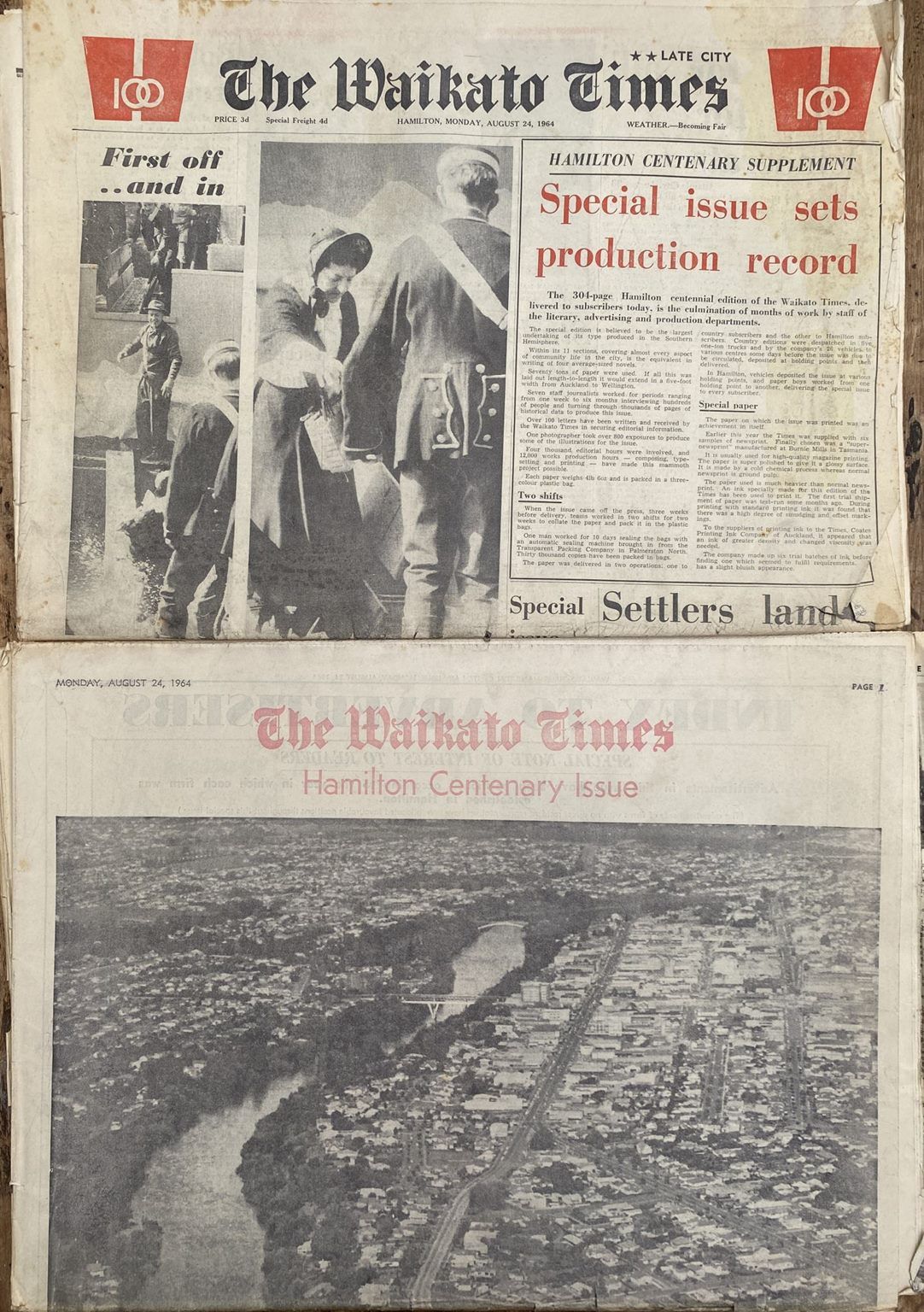 OLD NEWSPAPER: The Waikato Times, Hamilton Centenary Edition 1964