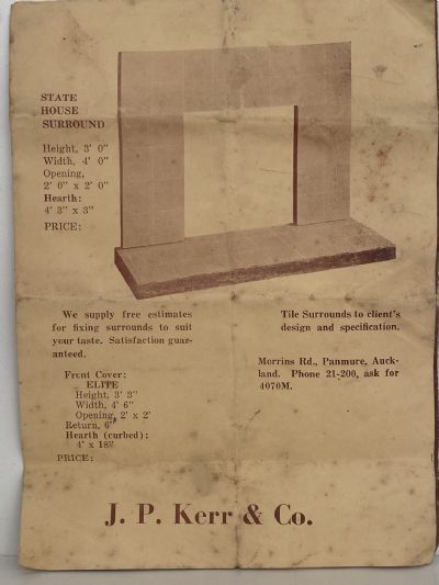 OLD BROCHURE: for fireplace surrounds by J. P. Kerr & Co