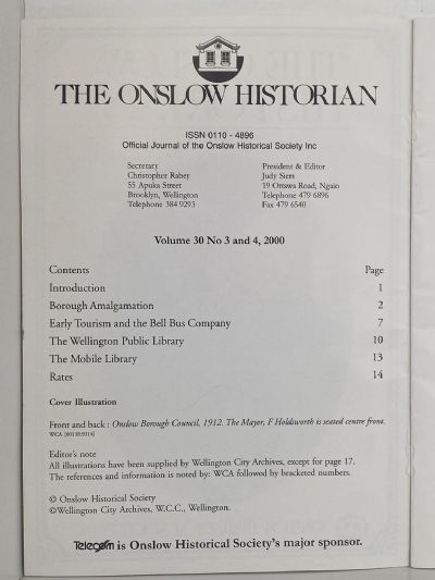 THE ONSLOW HISTORIAN: Vol. 30 - No. 3 and 4, 2000