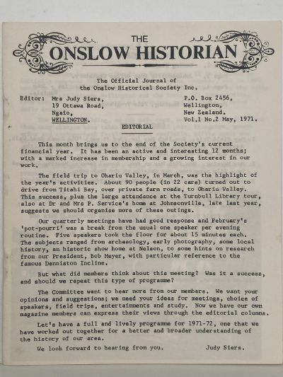 THE ONSLOW HISTORIAN: Vol. 1 - No. 2, May 1971