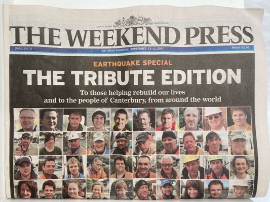 OLD NEWSPAPER: The Weekend Press, 11-12 February 2010 - Christchurch earthquakes