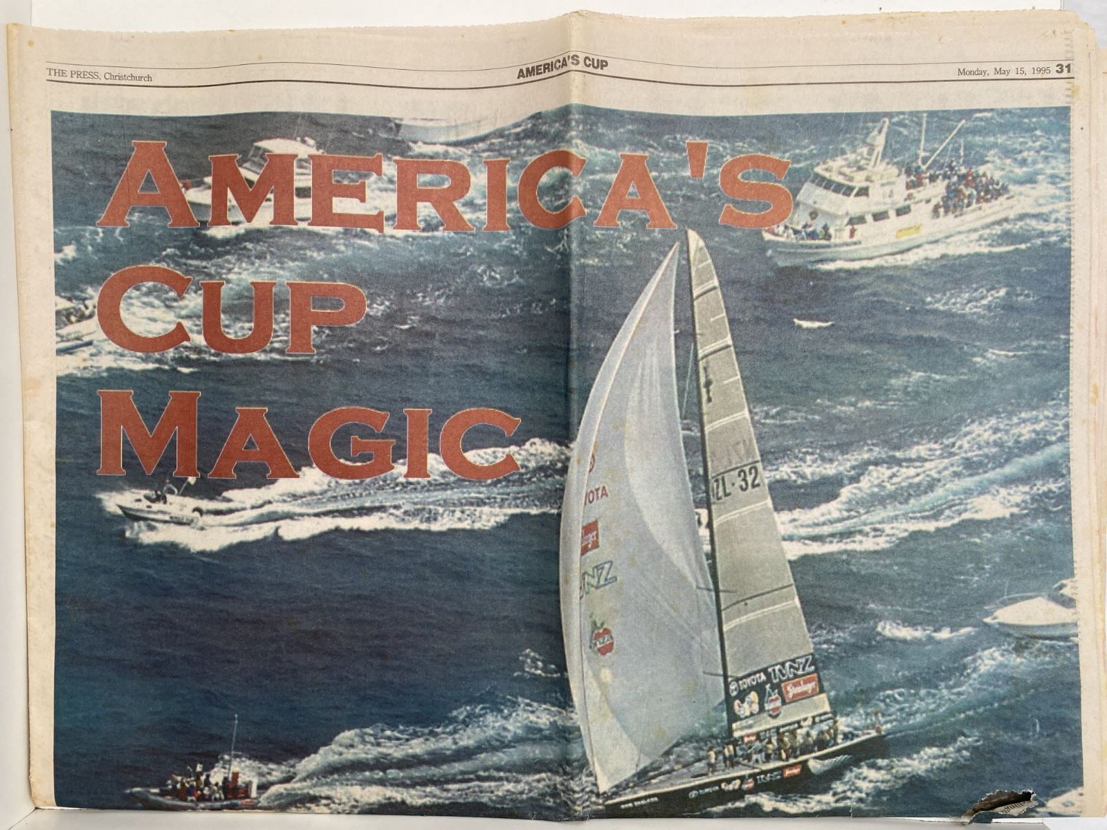 OLD NEWSPAPER: The Press, Christchurch 15 May 1995 - Americas Cup coverage