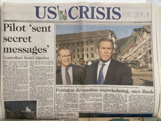 OLD NEWSPAPER: The Press, Christchurch 14 September 2001 - 9/11 Terror Attacks