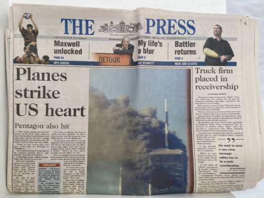 OLD NEWSPAPER: The Press, Christchurch 12 September 2001 - 9/11 Terror Attacks