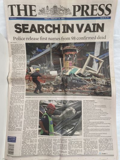 OLD NEWSPAPER: The Press, 25 February 2011 - Christchurch earthquakes