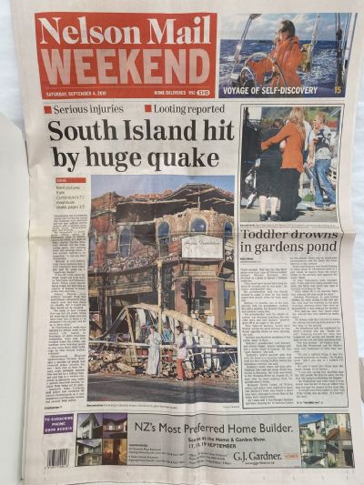 OLD NEWSPAPER: The Nelson Mail, 4 September 2010 - Christchurch earthquakes