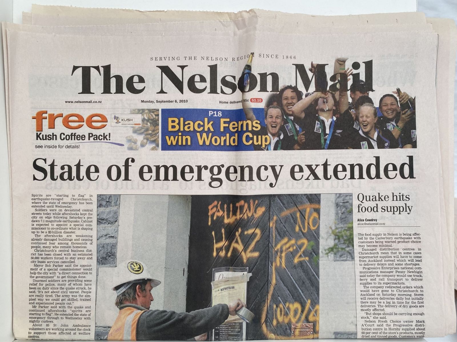 OLD NEWSPAPER: The Nelson Mail, 6 September 2010 - Christchurch earthquakes
